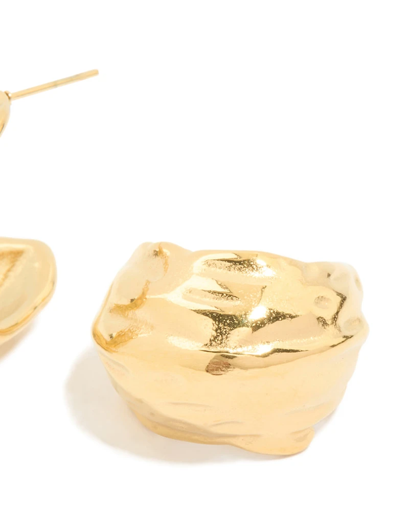 Waterproof Gold Plated Stainless Steel Curved Hoop Earrings