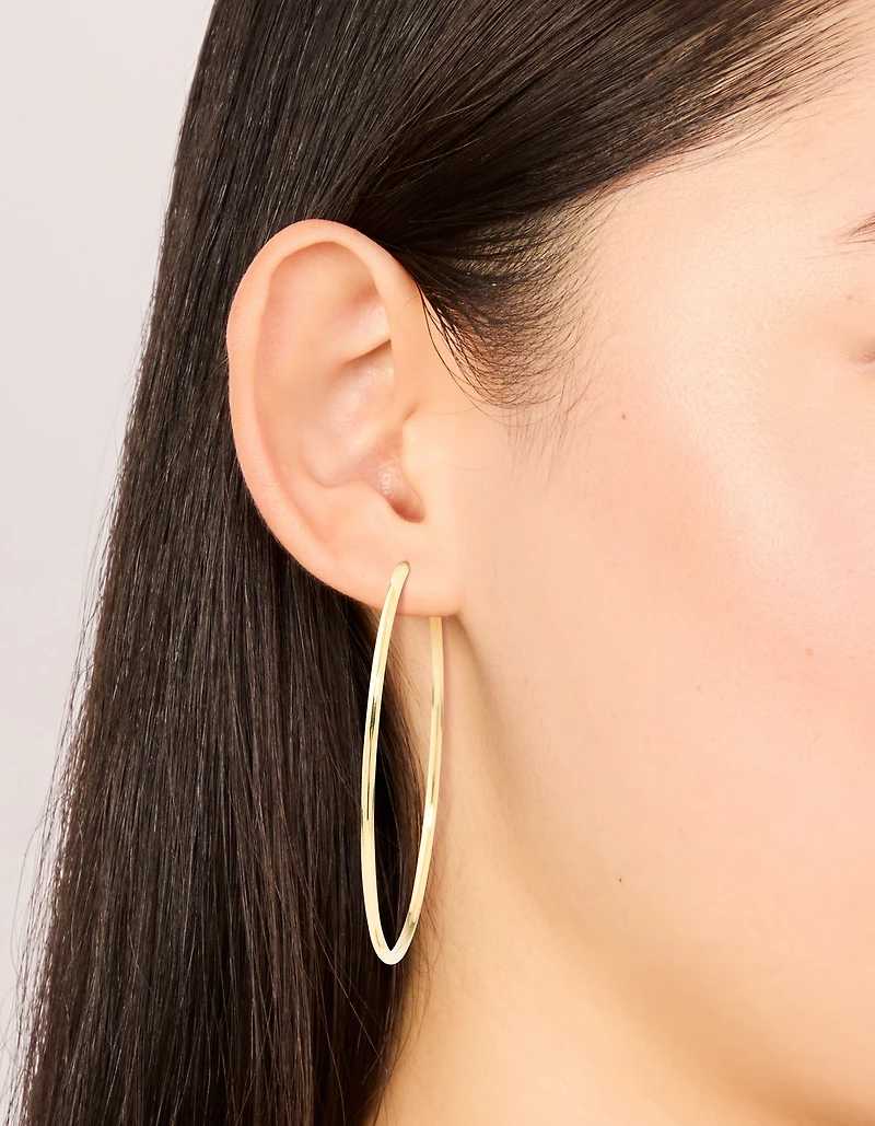 Boucles d’oreilles à cerceaux en acier inoxydable plaqués or imperméables 55 MM