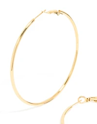 Waterproof Gold Plated Stainless Steel Hoop Earrings 55 MM