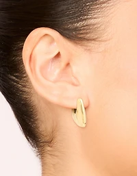 Waterproof Gold Plated Stainless Steel Trapezoid Hinged Hoop Earrings