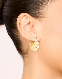Waterproof Gold Plated Stainless Steel Chunky Detailed Hoop Earrings