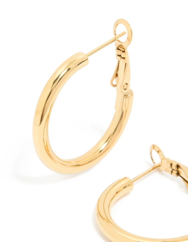 Waterproof Gold Plated Stainless Steel Hoop Earrings 30 MM