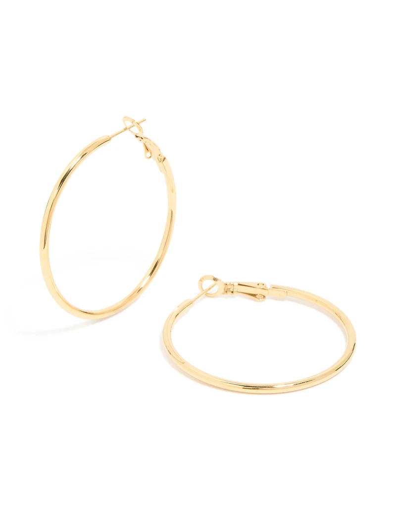 Waterproof Gold Plated Stainless Steel Hoop Earrings 40 NN