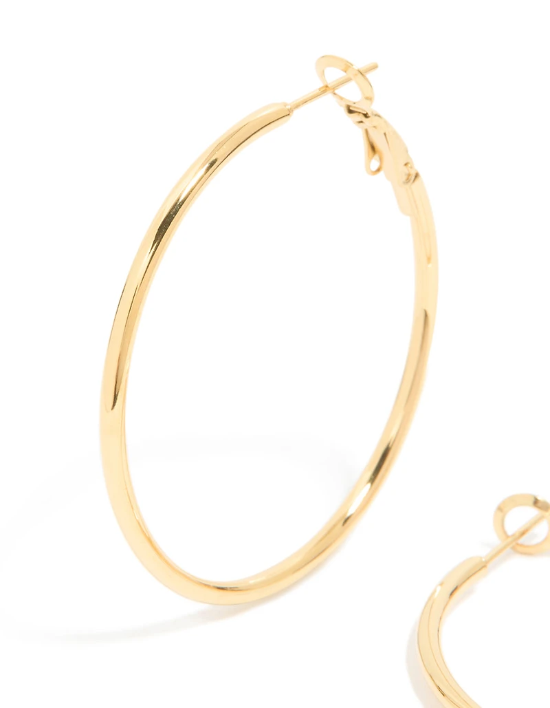 Waterproof Gold Plated Stainless Steel Hoop Earrings 40 NN