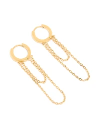 Waterproof Gold Plated Stainless Steel Multi Chain Huggie Earrings