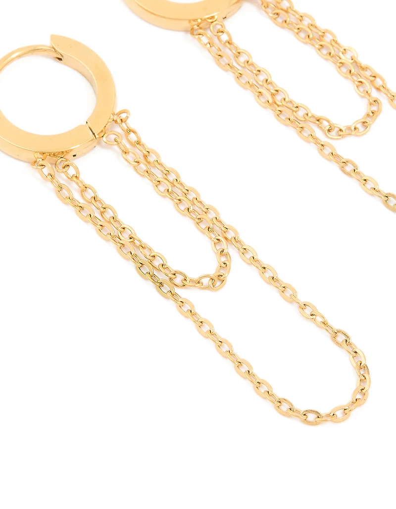 Waterproof Gold Plated Stainless Steel Multi Chain Huggie Earrings