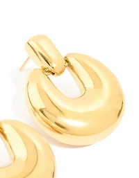 Waterproof Gold Plated Stainless Steel Round Doorknocker Earrings