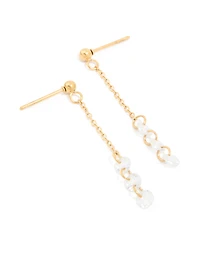 Waterproof Gold Plated Stainless Steel Steel Cubic Zirconia Droplet Chain Earrings