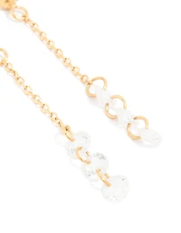 Waterproof Gold Plated Stainless Steel Steel Cubic Zirconia Droplet Chain Earrings