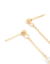 Waterproof Gold Plated Stainless Steel Steel Cubic Zirconia Droplet Chain Earrings