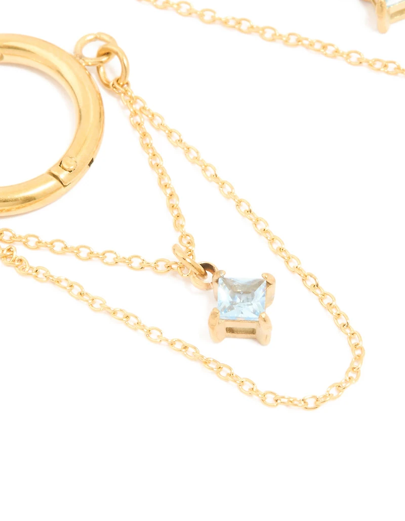 Boucles d’oreilles Huggie en chaîne cubique en zircone en acier inoxydable plaqué or et imperméables