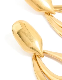 Waterproof Gold Plated Stainless Steel Double Doorknocker Earrings