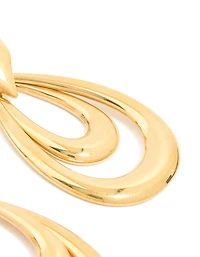 Waterproof Gold Plated Stainless Steel Double Doorknocker Earrings