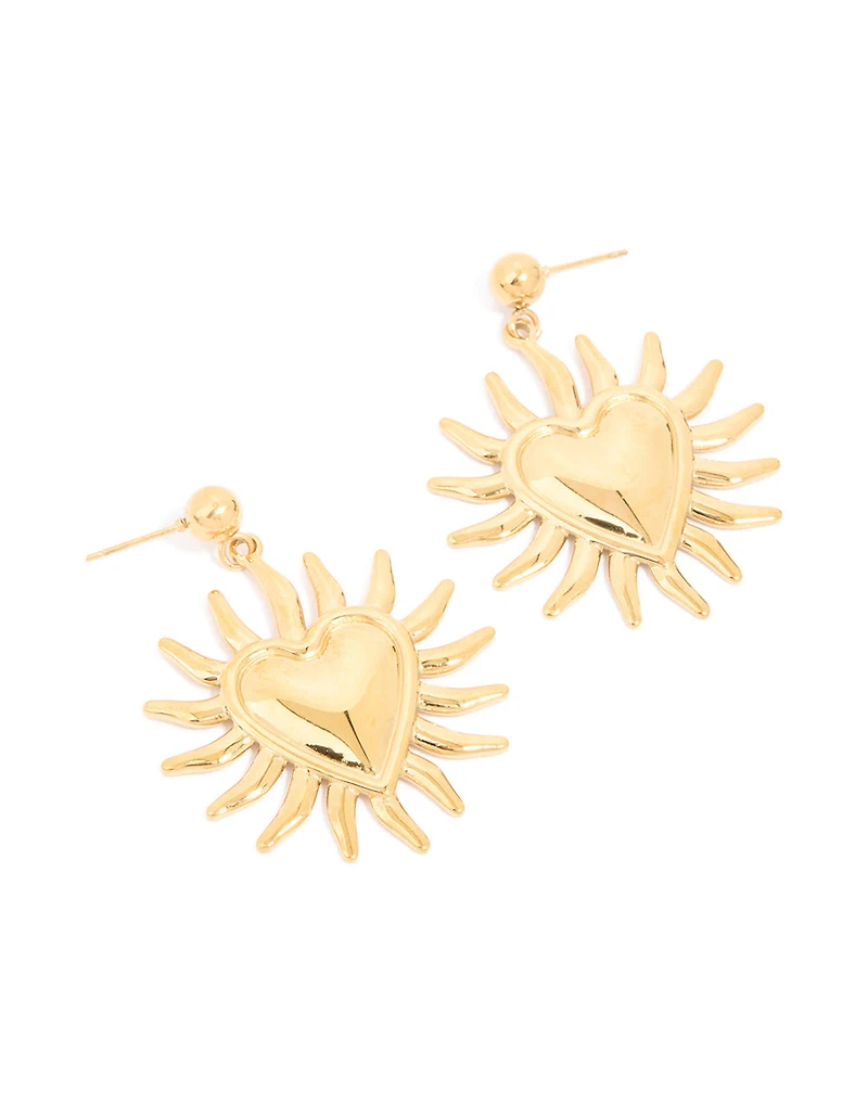 Boucles d’oreilles en forme de fleur en forme de cœur en acier inoxydable plaquées or imperméables