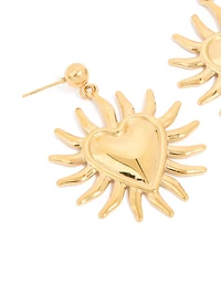 Boucles d’oreilles en forme de fleur en forme de cœur en acier inoxydable plaquées or imperméables