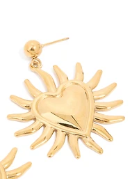 Boucles d’oreilles en forme de fleur en forme de cœur en acier inoxydable plaquées or imperméables