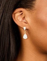 Waterproof Gold Plated Stainless Steel Cubic Zirconia Dainty Drop Earrings