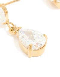 Waterproof Gold Plated Stainless Steel Cubic Zirconia Dainty Drop Earrings