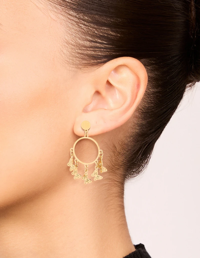 Boucles d’oreilles anneaux imperméables en acier inoxydable plaquées or en forme de cerceau