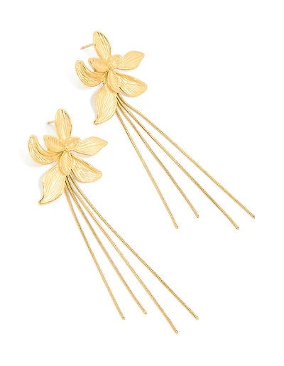 Waterproof Gold Plated Stainless Steel Flower Snake Chain Earrings