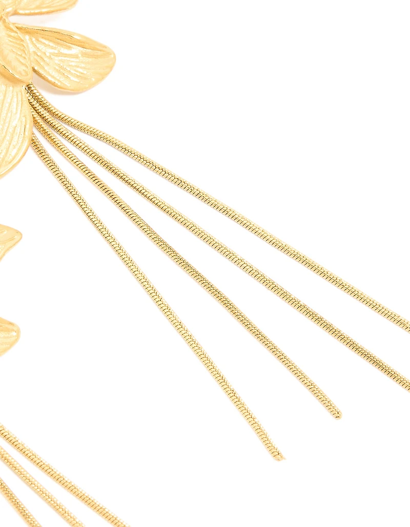 Waterproof Gold Plated Stainless Steel Flower Snake Chain Earrings