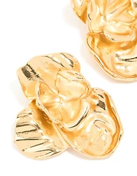 Waterproof Gold Plated Stainless Steel Statement Flower Stud Earrings