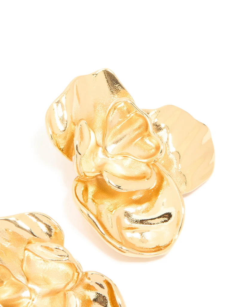 Waterproof Gold Plated Stainless Steel Statement Flower Stud Earrings