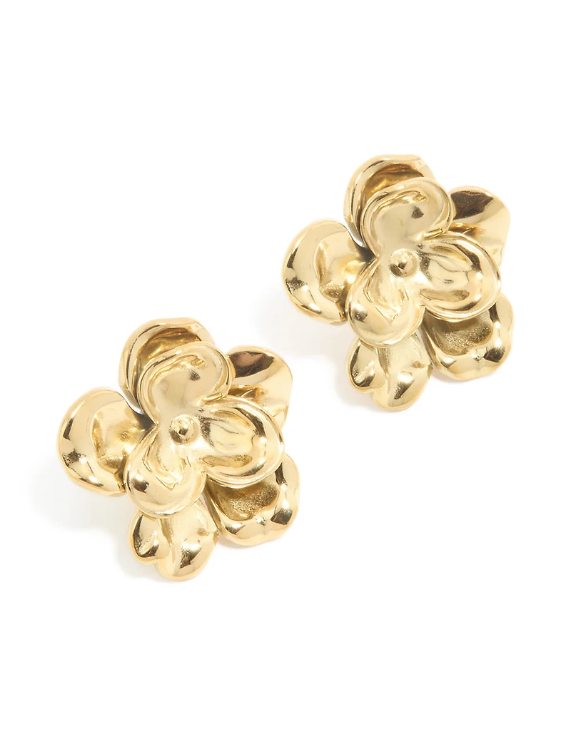 Waterproof Gold Plated Stainless Steel Mini Double Daisy Earrings