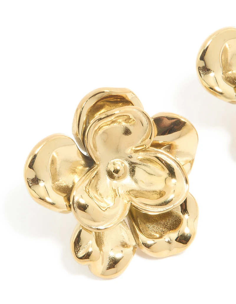 Waterproof Gold Plated Stainless Steel Mini Double Daisy Earrings
