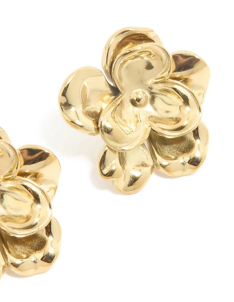 Waterproof Gold Plated Stainless Steel Mini Double Daisy Earrings