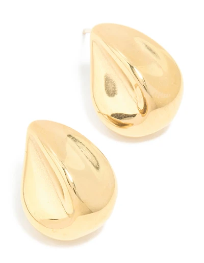 Waterproof Gold Plated Stainless Steel Organic Teardrop Stud Earrings