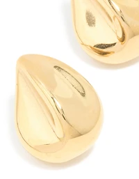 Waterproof Gold Plated Stainless Steel Organic Teardrop Stud Earrings