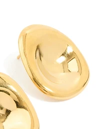 Waterproof Gold Plated Stainless Steel Button Stud Earrings
