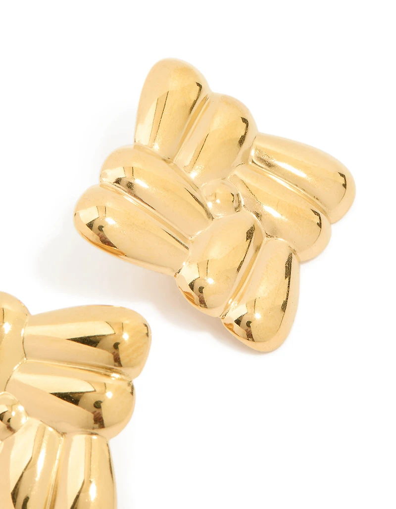 Boucles d’oreilles croisées en acier inoxydable étanches plaquées or avec des boucles d’oreilles carrées