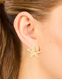 Boucles d’oreilles étanches en étoile de mer dansante en acier inoxydable plaqué or