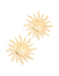 Waterproof Gold Plated Stainless Steel Sun Statement Stud Earrings