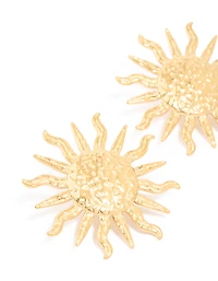 Waterproof Gold Plated Stainless Steel Sun Statement Stud Earrings