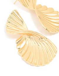 Waterproof Gold Plated Stainless Steel Twisted Textured Stud Earrings