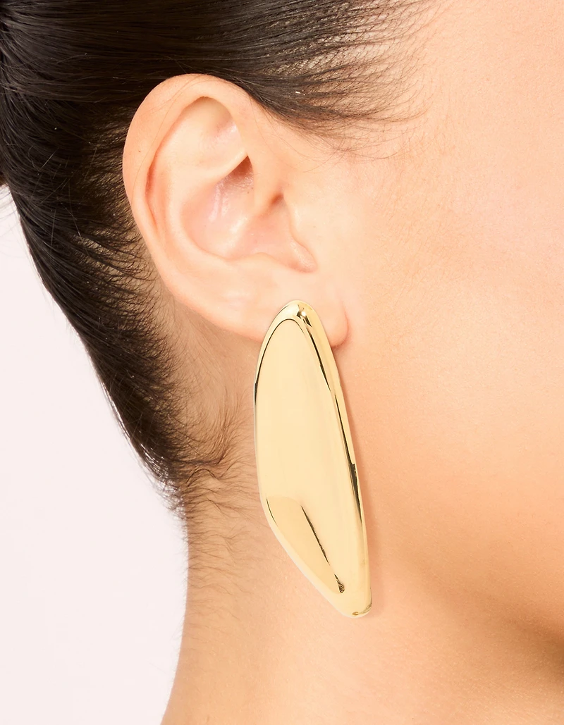 Waterproof Gold Plated Stainless Steel Shield Stud Earrings