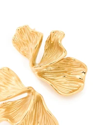 Waterproof Gold Plated Stainless Steel Petal Fan Earrings