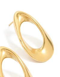 Waterproof Gold Plated Stainless Steel Mini Open Teardrop Earrings