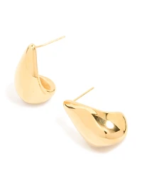 Waterproof Gold Plated Stainless Steel Button Stud Earrings