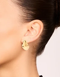 Waterproof Gold Plated Stainless Steel Button Stud Earrings