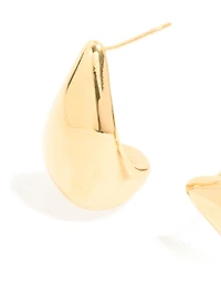 Waterproof Gold Plated Stainless Steel Button Stud Earrings