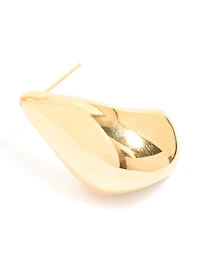 Waterproof Gold Plated Stainless Steel Button Stud Earrings