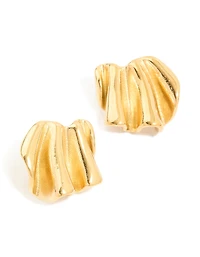 Waterproof Gold Plated Stainless Steel Wavy Fan Stud Earrings