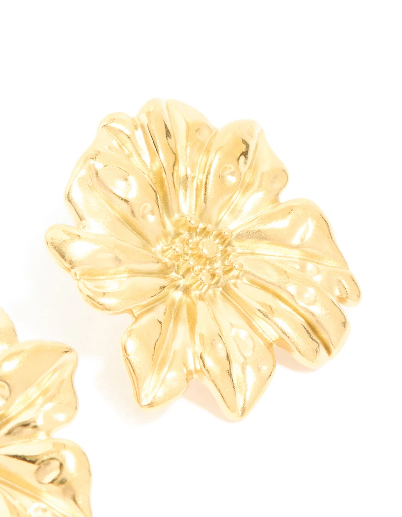 Boucles d’oreilles imperméables en acier inoxydable plaquées or en forme de marguerites Statement