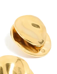 Waterproof Gold Plated Stainless Steel Double Crinkle Disc Stud Earrings