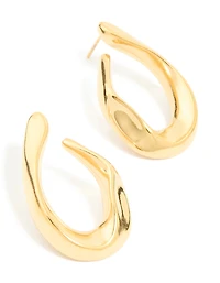 Waterproof Gold Plated Stainless Steel Organic Teardrop Stud Earrings