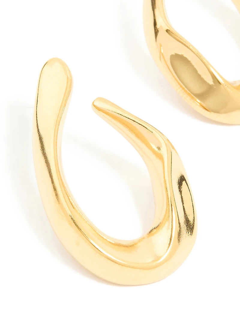 Waterproof Gold Plated Stainless Steel Organic Teardrop Stud Earrings